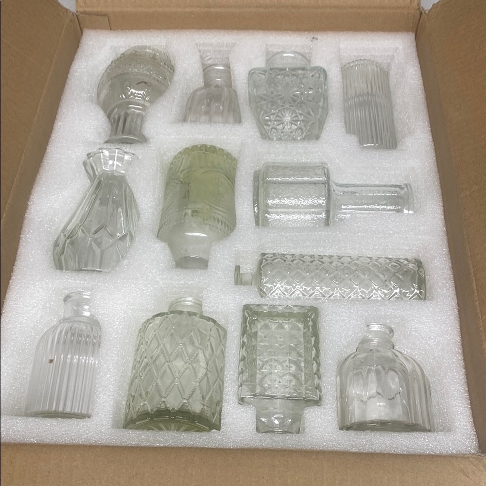Assorted Small Clear Glass Vase Set